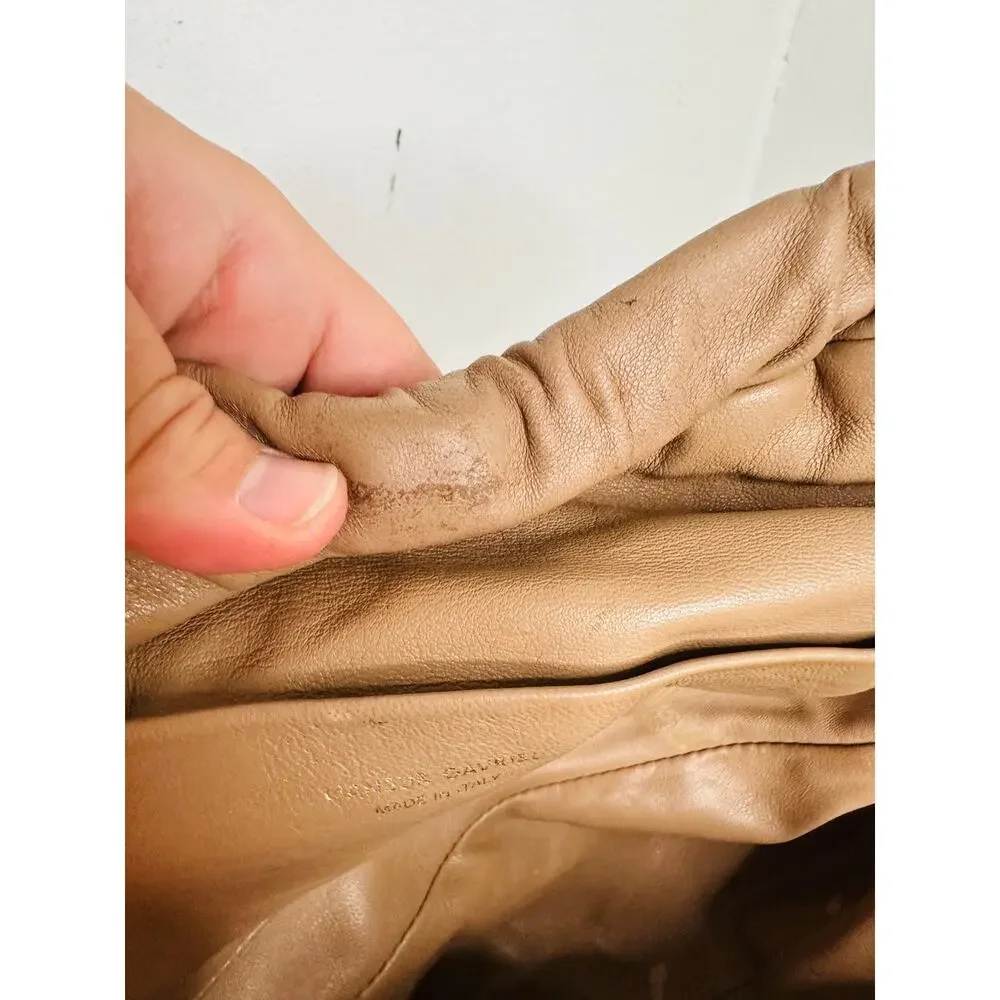 MANSUR GAVRIEL Caramel Tan Lambskin Cloud Clutch Ruched Top Bag Clutch Purse